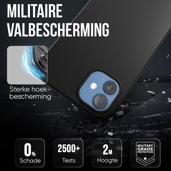 Handyhülle Schwarz – Passend für iPhone 12 – Hülle und Displayschutzfolie – Schutzglas