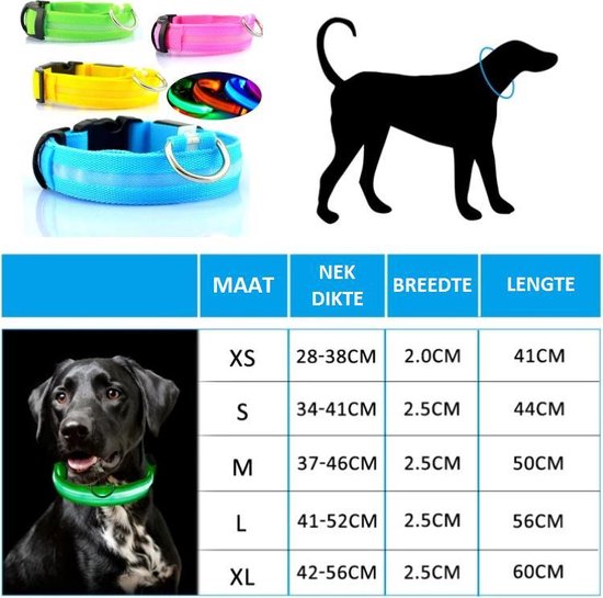 Leuchthalsband LED Größe XL 42 - 56 cm USB Wiederaufladbares Hundehalsband Welpenleine - Blau Hund Katze Kitten Katze - Dutchwide