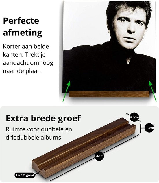 Wand-LP-Halter (3er-Pack) - Plattenhalter - Vinyl-Halterung für die Wand - LP-Regal - hochwertiges dunkles Eschenholz