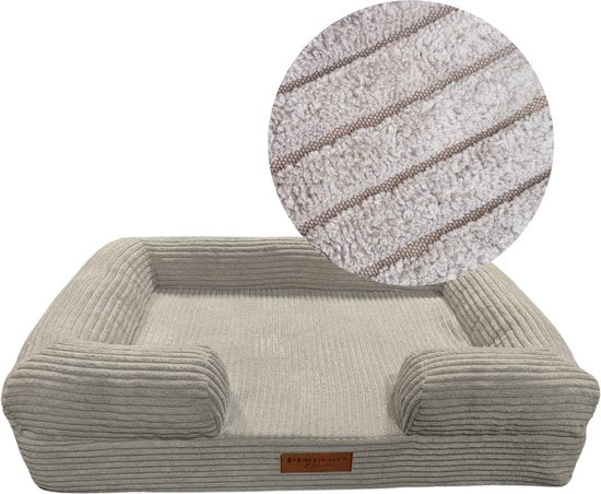 By Cee Cee Orthopädischer Hundekorb - Orthopädisches Hundekissen - Hundebett - Gerippter Stoff - Für kleine Hunde - Mocha Taupe - 80x55