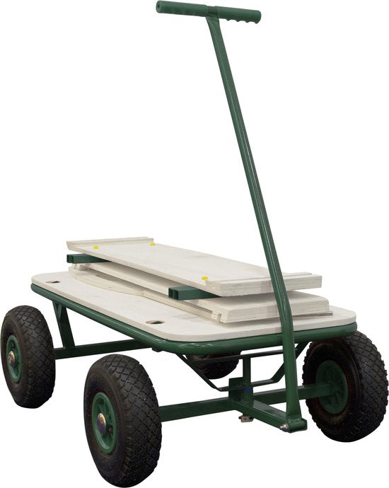 Sunny Billy Beach Wagon Wagon Grün - Klares Holz - Wagen mit Luftreifen - 94x61x97cm