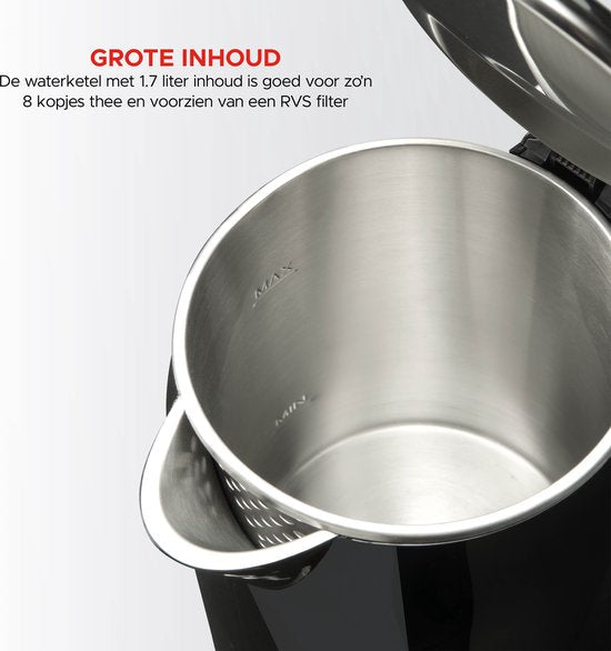 Bourgini Digitaler Wasserkocher Cool Touch - 1.7L - Schwarz