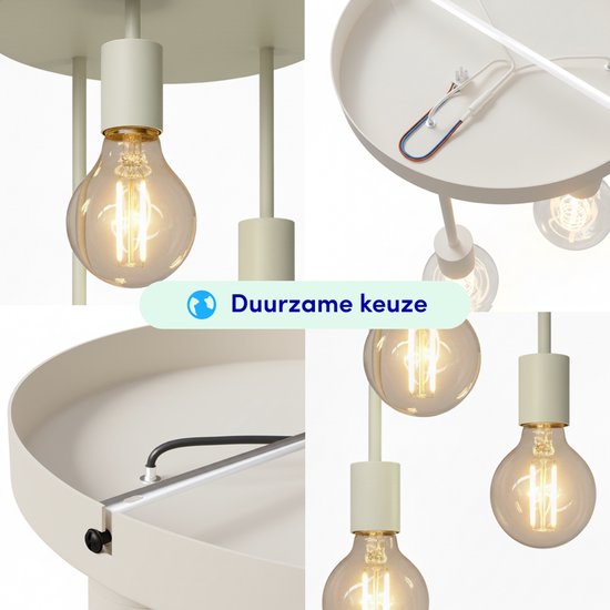 Nolt Deckenleuchte Beige - Deckenleuchte - 3x E27 Lampe - Industrial - Taupe - ⌀ 28cm