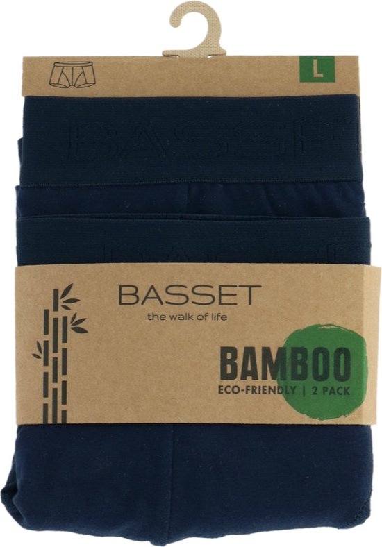 Basset Bamboo Herren Boxershorts dunkelblau 2er-Pack - Größe M