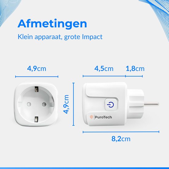 PuroTech Smart Plug - Timer & Energiezähler - Smart Plug - Für Alexa/Google Home - Verbrauchsmesser - Energiekosten
