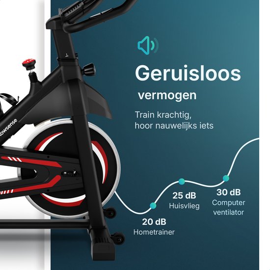 Flowsense Hometrainer Velair One - Fitness Bike - Hometrainer mit magnetischem Widerstand - Hometrainer Spinning Bike - 3KG Schwungrad - inkl. Tablet-Halterung