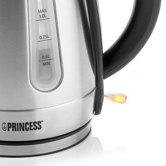 Princess Wasserkocher 236023 - 1 Liter - 360Â° drehbar - 2200W - Edelstahl