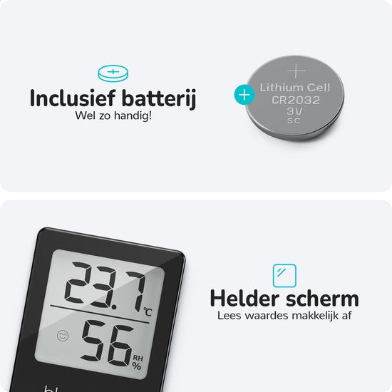 Bloomfold Hygrometer - Luftfeuchtigkeitsmesser - Digitale Wetterstation - Innenthermometer - inklusive Batterie