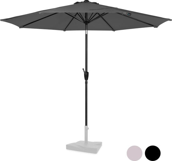 VONROC Premium Stick Sonnenschirm Recanati Ø300cm - Inkl. Schutzhülle - Runder Sonnenschirm - Neigbar - UV-beständiges Tuch - Grau