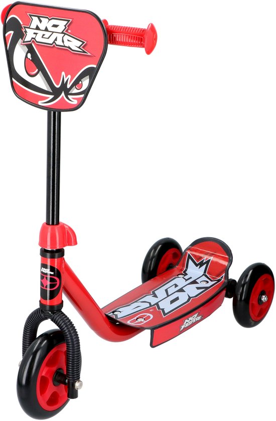 No Fear Kinder-Tretroller mit 3 Rädern – für Jungen und Mädchen – ab 3 Jahren – max. 20 kg – rot