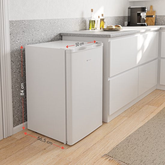 KitchenBrothers Kühlschrank - 88L Kühlfach - 14L Gefrierfach - Eisfach - Frigo - Freistehend - Weiß