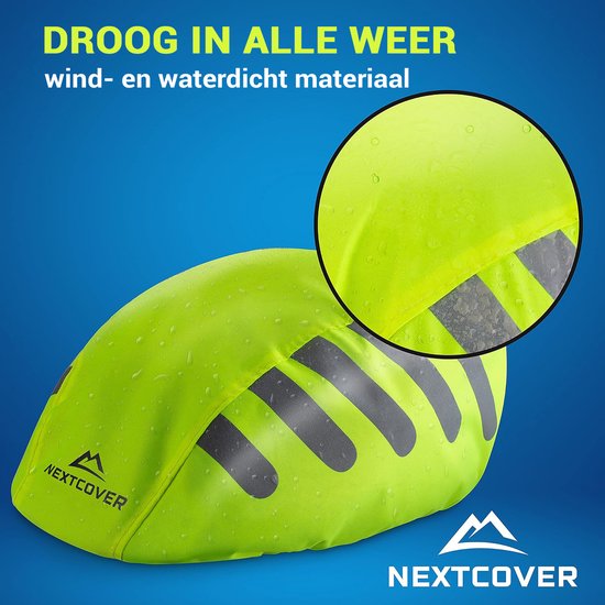 NEXTCOVER® Universal-Regenschutz für Fahrradhelme - 100% wind- und wasserdichter Helmüberzug - Reflektierender Fahrrad-Regenschutz für alle Helme - Wasserdichter Helmüberzug mit reflektierenden Sicherheitsmarkierungen