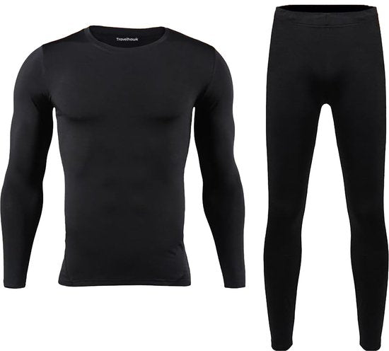Travelhawk Thermokleidung – Thermokleidung für Damen und Herren – Thermounterwäsche für Damen und Herren – Schwarz – L