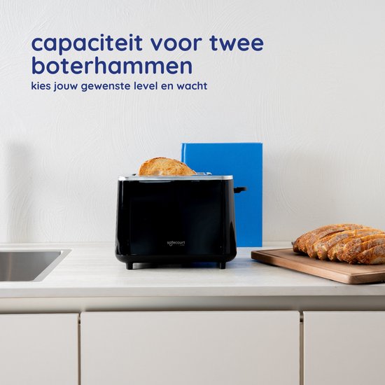 Safecourt Kitchen Toaster - Toaster - 6 Heizstufen - 2 extra breite Schlitze - 920W - Schwarz