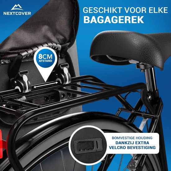 NEXTCOVER® NEW 3-in-1 Fahrradtasche für Gepäckträger [Aquashield] - Reflektierende Gepäcktasche wasserdicht - Rucksack und Umhängetasche [25 Liter]- Schwarz
