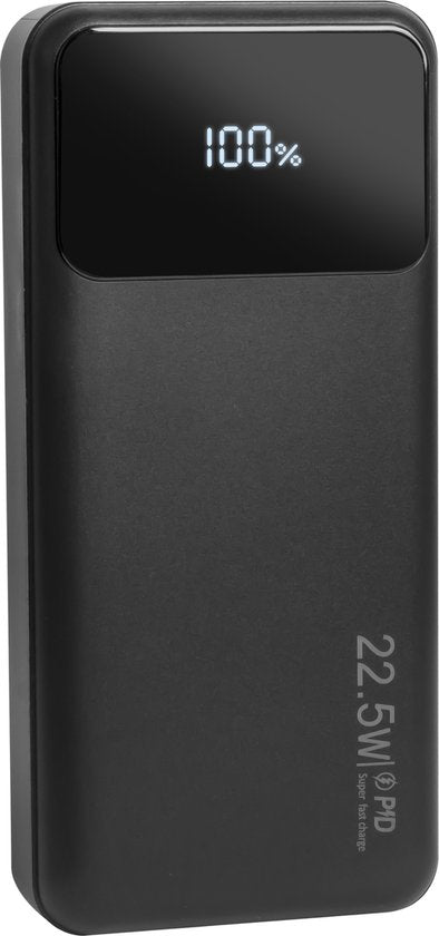 Nuvance - Powerbank 20000 mAh - 22,5 W Schnellladefunktion - USB, USB-C & Micro USB - Universal für Smartphones, Tablets & Gadgets - Reise-Powerbanks - Schwarz