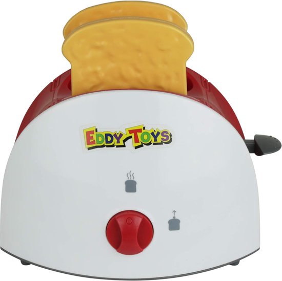 Eddy Toys Spielzeug-Toaster - Spielzeug-Küchengeräte-Toaster - inkl. Toast - Weiß