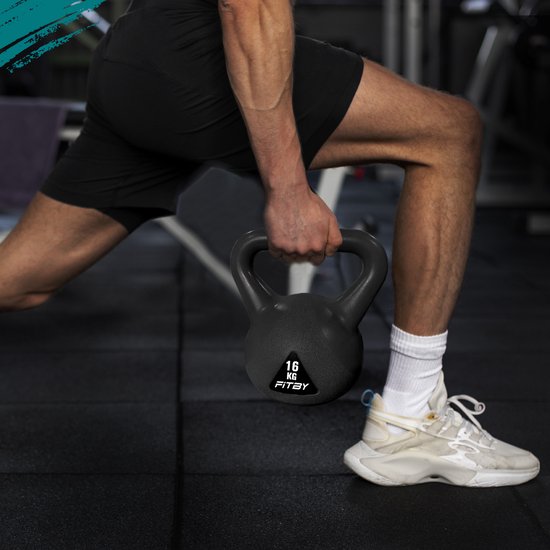 Fitby Kettlebell 16KG - Kettlebell - Fitness - Gewichte - Geeignet für CrossFit & Fitness - Fitness Training - Schwarz