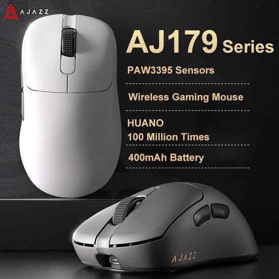 Ajazz AJ179 - Kabellose Gaming-Maus - 26000DPI - Kabelgebunden/2.4G - PAW3395 - Leichtgewicht 58G - Weiß