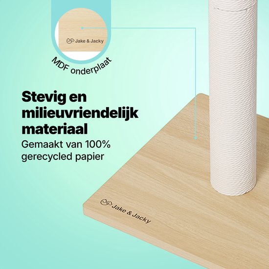 Jake und Jacky Kratzbaum Holz - Kratzbaum aus Holz für Katzen - mit Papierseil - Kratzmöbel - 80 cm