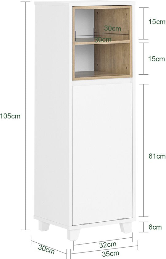 SoBuy Badezimmerschrank - Mit Wäschekorb – BZR146-W – Weiß