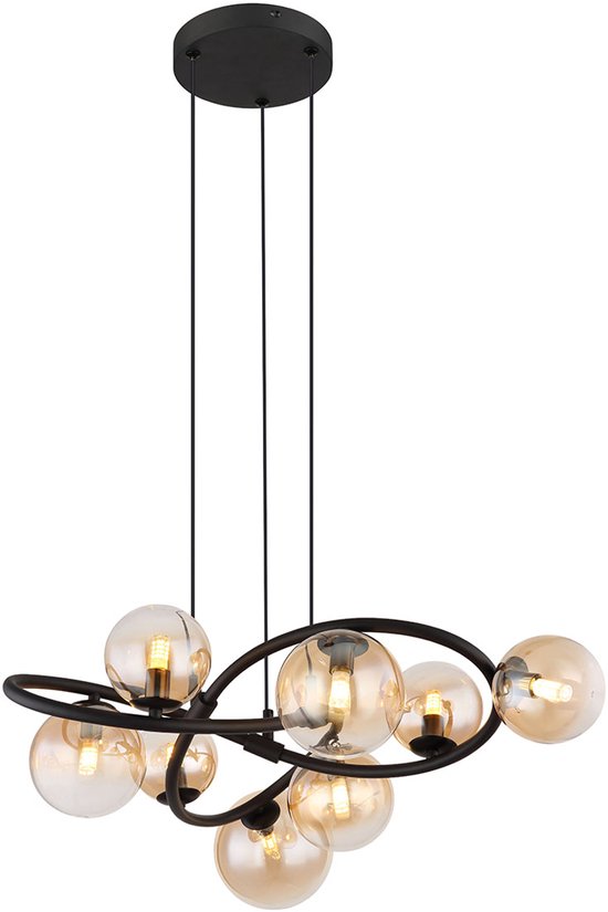 Globo - Hängeleuchte - Tuberius - Messing schwarz - Glas Metall - Ø 65cm - G9 - 56141-8H