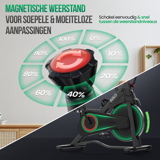 Avalo Indoor Cycle - Heimtrainer - Spinning Bike - Magnetisches Widerstandssystem - Trainingscomputer & LCD-Bildschirm