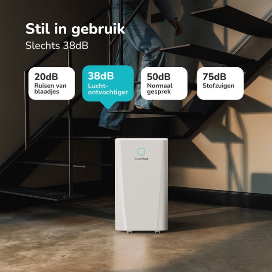Bloomfold Luftentfeuchter - 10L pro Tag - Wohnzimmer, Schlafzimmer, Keller & Badezimmer - Luftentfeuchter - Weiß