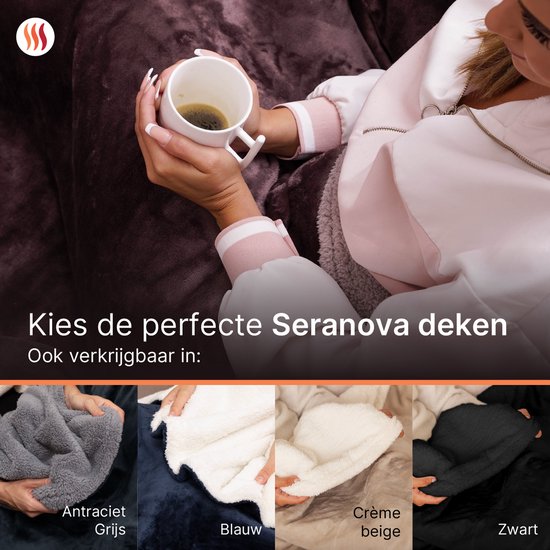 Seranova Electric Blanket XXL - 180x160 cm - 2 Personen Decke - Wärmedecke - Doppelseitig - Fleece Sherpa - Kastanienbraun