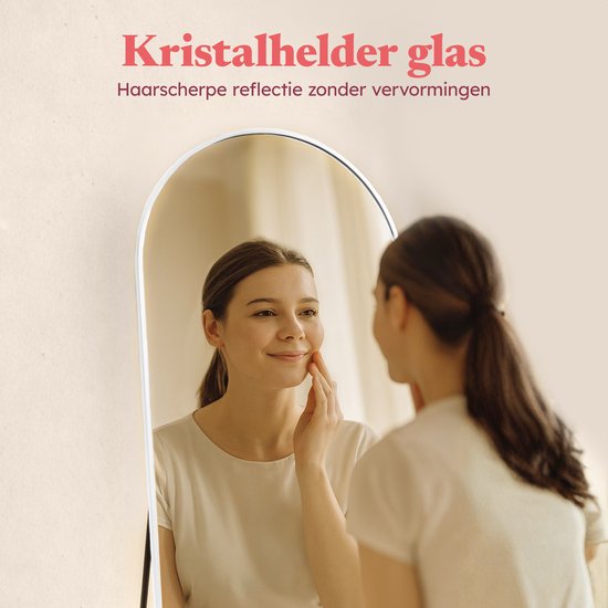 Fraay Pass Mirror 160x55cm - Stehend & hängend - Minimalistischer Wandspiegel - Stehspiegel - Weiß Matt
