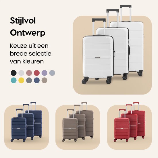 SKYCASES Urban Adventurer - Mittelgroßer Reisekoffer - Zahlenschloss - 44x27x66cm - 78L - Reisekoffer mit Kofferschloss - Spinner-Räder - Weiß V2