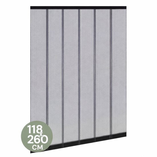O'DADDY® Fliegengitter Lamellenvorhang - 118x260 cm - Türvorhang - Türtür - Verstellbares Design - Fiberglas - Türgitter Schwarz