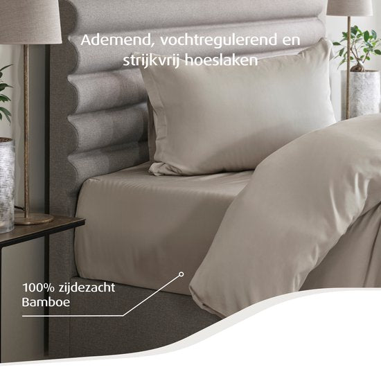 Home by TEMPUR Topper Spannbetttuch - 90 x 200 x 9 cm - Natur & Bambusfasern - Seidig weich & reizarm - Schlafzimmer & Komfort - Trocknerfest und knitterfrei