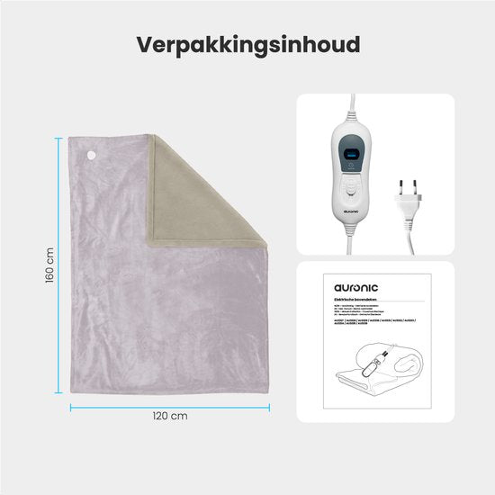 Auronic Electric Blanket - Wärmedecke - 1 Person - 3 Heizstufen - mit Timer - 160 x 120cm - Pink