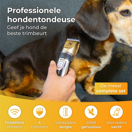 Nuvance - Hundeschermaschine - Set - Geräuschlos - Kabellos - für Hund & Katze - Professioneller Hundetrimmer
