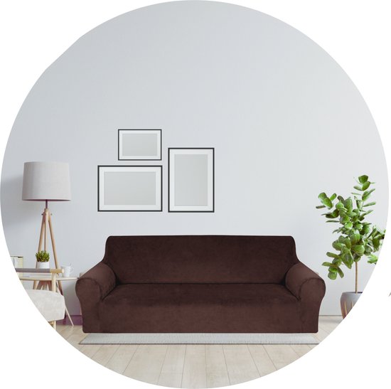 Hilvard - Sofabezug 4-Sitzer Sofas - (230 - 275 cm) - Dunkelbraun - Samt - Stretch - Sofaschoner - Möbelbezug - Gegen Beschädigungen und Flecken - Sitzbezug - Sitzbezug