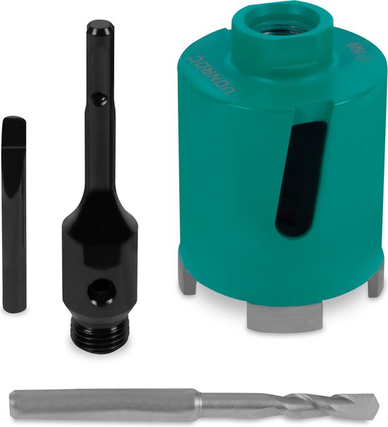 VONROC Diamant-Kastenbohrer SDS-Plus - 68mm - Universal - Inkl. Diamantbohrkrone, Zentrierbohrer, Extrusionsstift und SDS-plus Adapter
