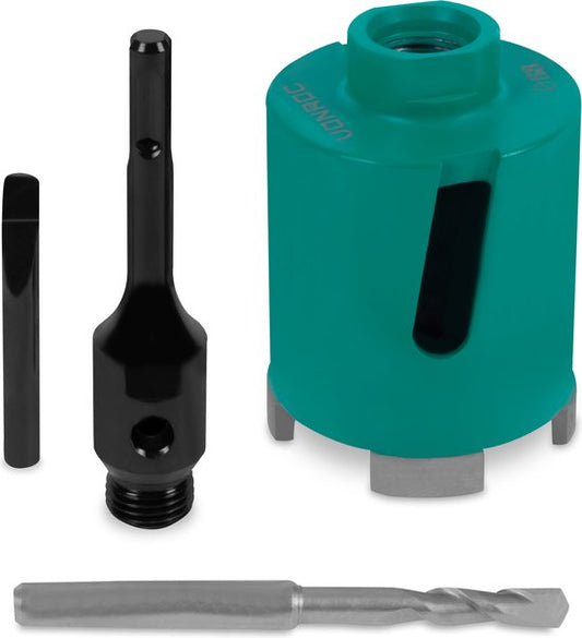 VONROC Diamant-Kastenbohrer SDS-Plus - 68mm - Universal - Inkl. Diamantbohrkrone, Zentrierbohrer, Extrusionsstift und SDS-plus Adapter