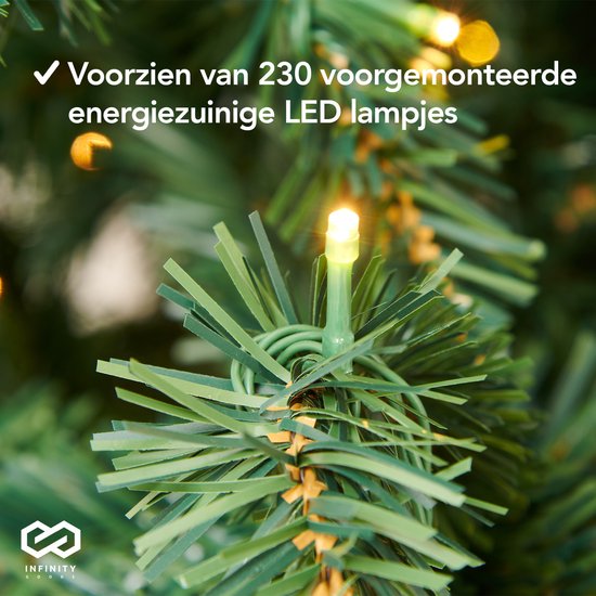 Infinity Goods Künstlicher Weihnachtsbaum mit LED-Lichtern - 240 cm - Realistischer Weihnachtsbaum aus Kunststoff - Metallständer - Grün