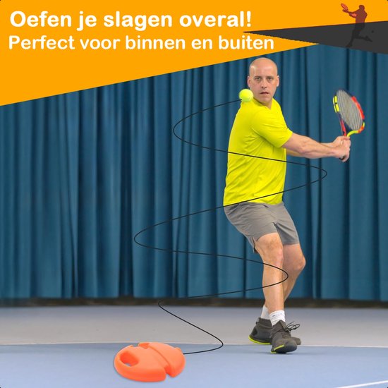 Tennisstock - Tennistrainer - Set mit Gummiband und Tennisball - Orange - Für den Garten - Kinder - Klassiker - Profi - Ferien - Erwachsene