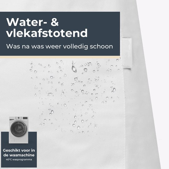 Küchenschürze - Wasser- und schmutzabweisend - Professionelle Kochschürze - Schürze für Frauen und Männer - Catering-Schürze - Unisex - Verstellbare Schnalle - Extra große Fächer - Weiß