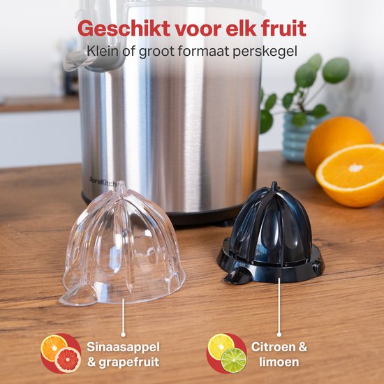 AoraKitchen Zitruspresse - Orangenpresse elektrisch - 600ML - Zitronenpresse - 160W - Saftpresse - 2 Presskegel