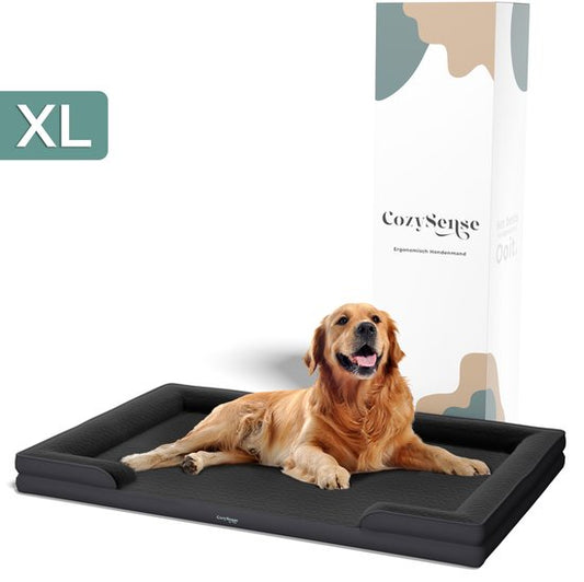 CozySense® Orthopädischer Hundekorb 100x70 cm - Größe XL - Wasserdichtes Hundebett mit waschbarem Bezug - Geeignet als Sitzkissen - Schwarz