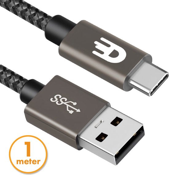Drivv. USB-auf-USB-C-Kabel - Schnellladegerät - USB-C-Daten- und Ladekabel - kurz - 1 Meter - geeignet für Samsung, iPhone 15 & mehr - Modernes Grau