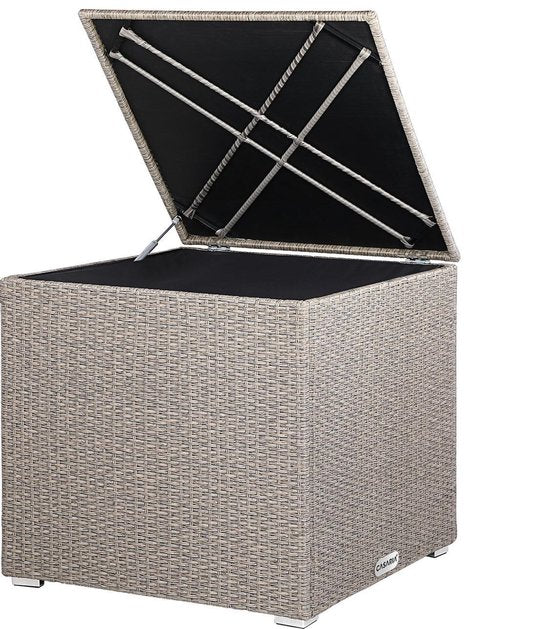 Casaria Polyrattan-Kissen-Box - 318 L mit Deckel - 75x75x70cm Beige