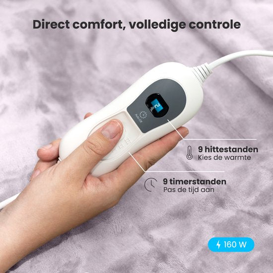 Auronic Electric Blanket - Wärmedecke - 1 Person - 3 Heizstufen - mit Timer - 160 x 120cm - Pink