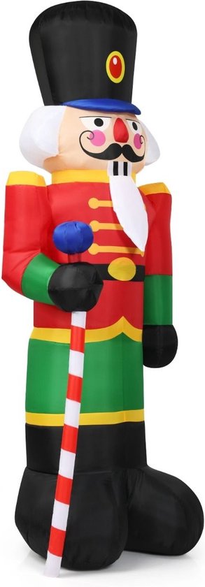 Costway große aufblasbare Weihnachten Nussknacker Soldat mit 3 LED-Leuchten bunt - 2,4m