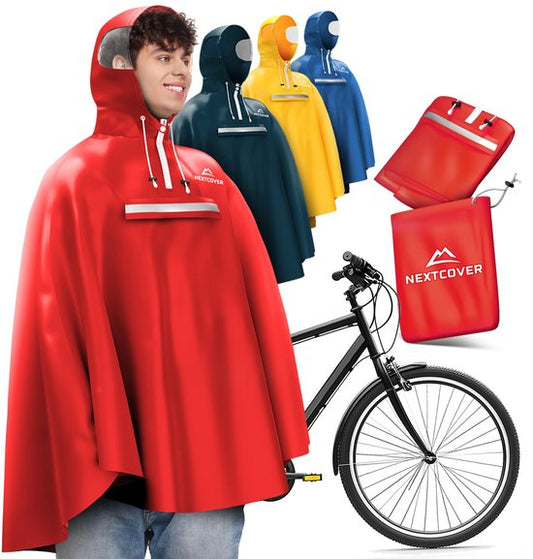 Nextcover Regenponcho Fahrrad für Damen und Herren | Regencape mit AquaShield 2.0 Technologie, wind- und wasserdicht | Ideal zum Radfahren, Wandern und Angeln | Fahrradponcho Erwachsene Unisex Fit | Poncho