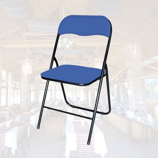 BRASQ Klappstuhl Blau Schwarz - Klappstuhl - Klappstuhl 43x38x78 cm - PVC - Esszimmerstuhl