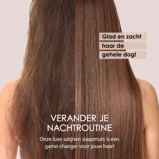 Beyeza Luxe Bonnet XL – Schlafmütze aus Satin – Haarpflege – Haarnetze – Elastisch – Satin – 2 Stück